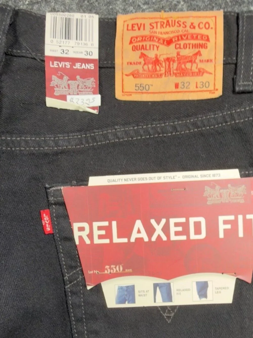 Levis 550 Jeans Mens 32x30 Black Cotton Relaxed Fit Vintage 2004 Y2K Tapered NOS